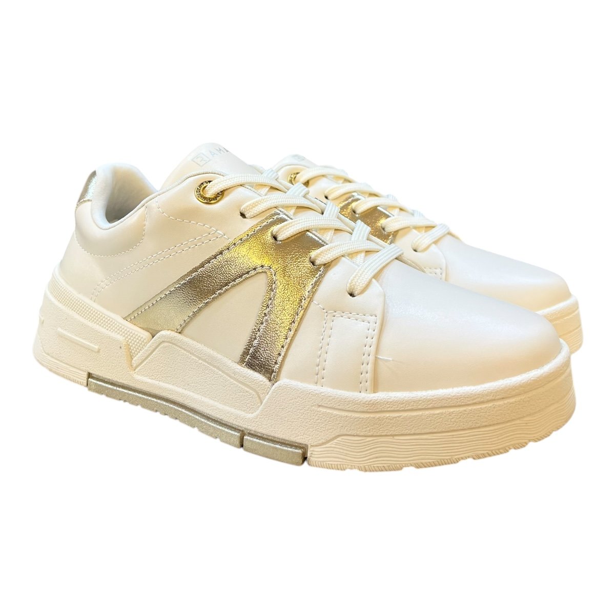 Tenis Feminino Ramarim Casual Plataforma Amarração Metalizado Conforto Antiderrpante 25-89202 Branco Branco 2