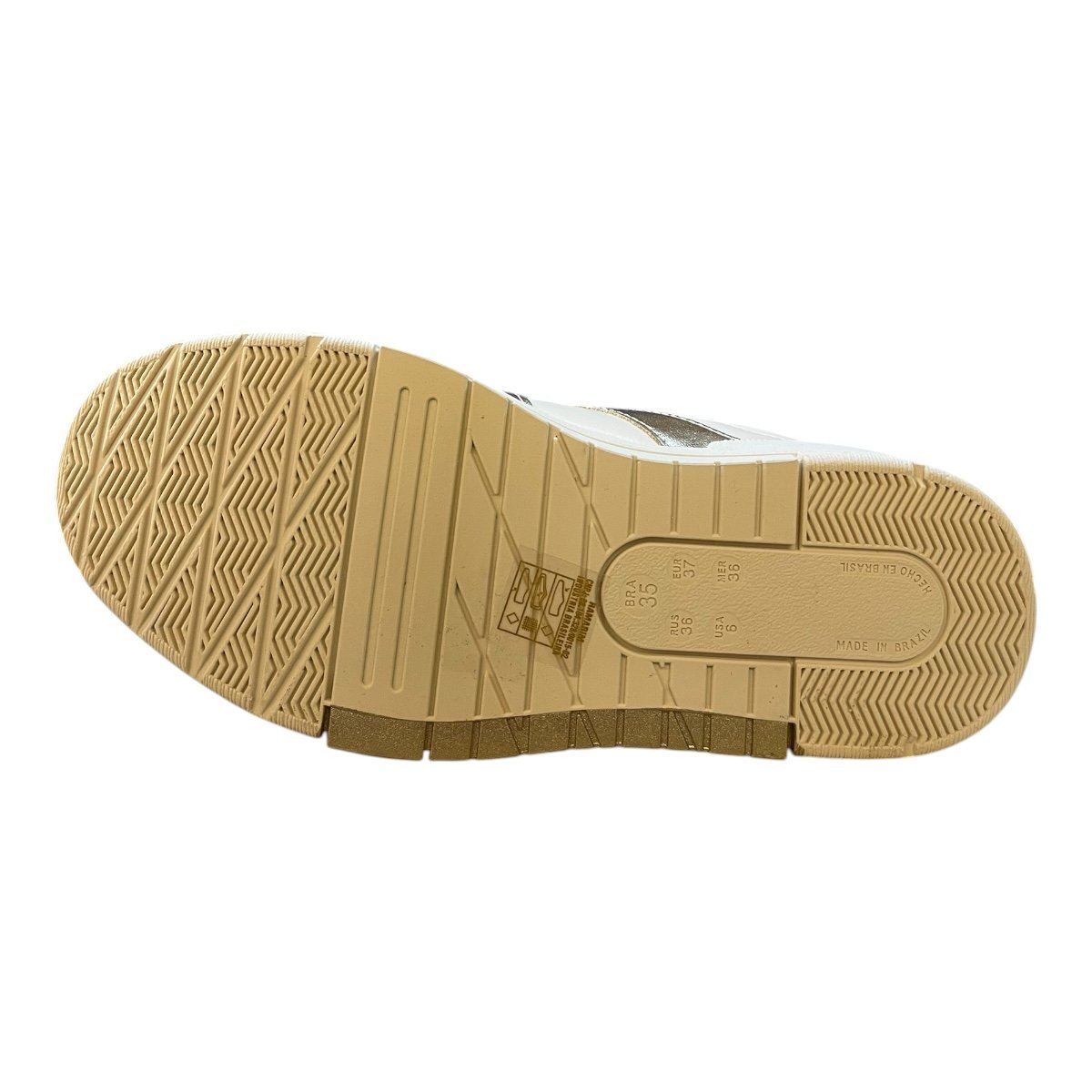 Tenis Feminino Ramarim Casual Plataforma Amarração Metalizado Conforto Antiderrpante 25-89202 Branco Branco 3