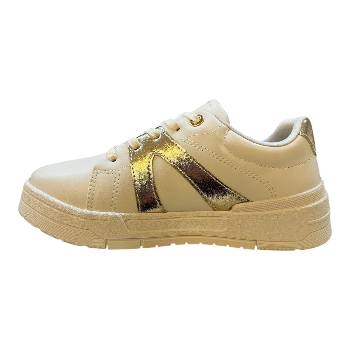 Tenis Feminino Ramarim Casual Plataforma Amarração Metalizado Conforto Antiderrpante 25-89202 Branco Branco 4