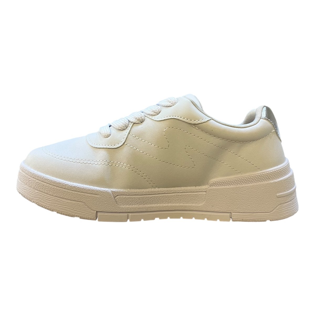 Tenis Feminino Ramarim Casual Conforto Plataforma Amarração Detalhe Metalizado Antiderrapante 25-89204 Branco Branco 4