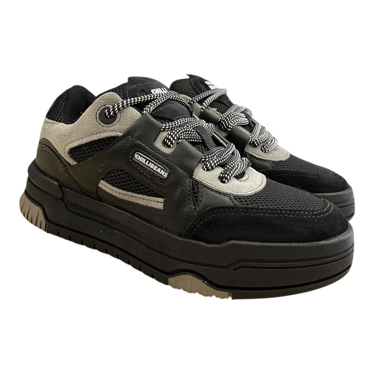 Tenis Masculino Chilli Beans Sneakers Couro Casual Ultraconforto Skatista Street Retrô Plataforma 25-94665 Preto Preto 2