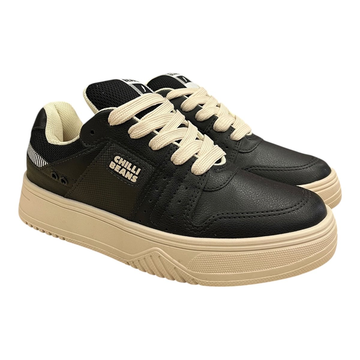 Tenis Masculino Chilli Beans Sneakers Couro Casual Ultraconforto Skatista Street Plataforma Retrô 25-88664 Preto Preto 2