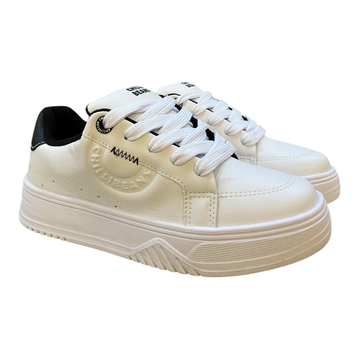 Tenis Feminino Chilli Beans Sneakers Couro Casual Ultraconforto Street Plataforma Retrô Amarração 25-88603 Branco Branco 2