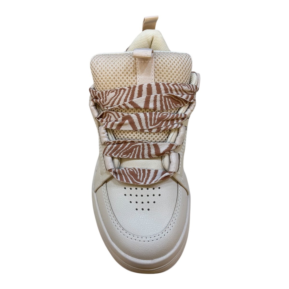 Tenis Feminino Chilli Beans Sneakers Couro Casual Ultraconforto Street Plataforma Retrô Cadarço Duplo  25-94601 Bege Bege 6