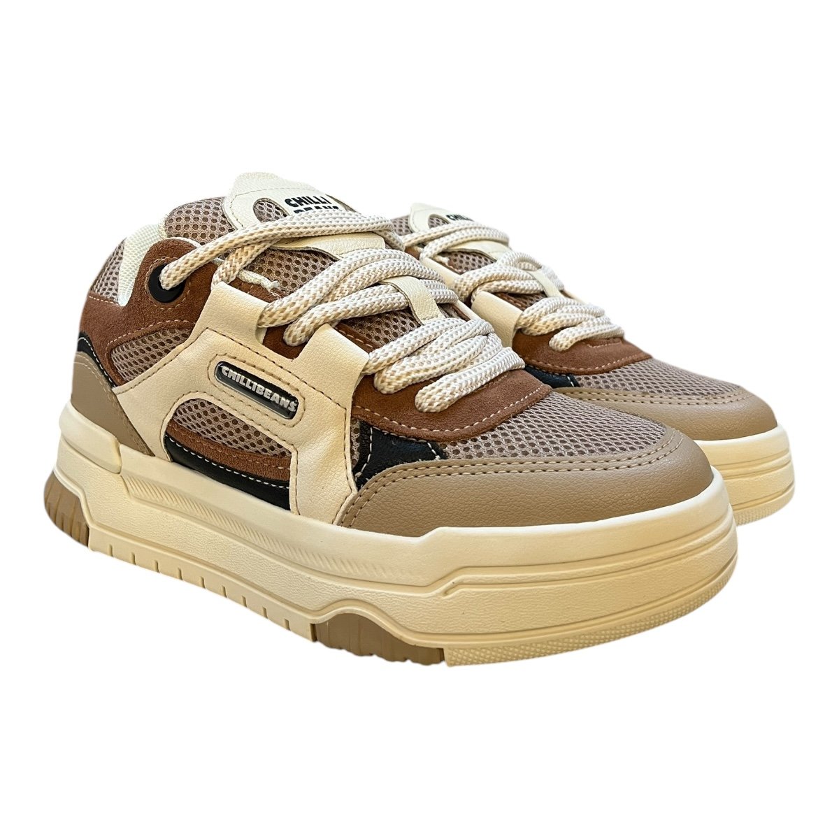 Tenis Feminino Chilli Beans Sneakers Couro Casual Ultraconforto Street Plataforma Retrô Antiderrapante 25-94605 Marrom Marrom 2