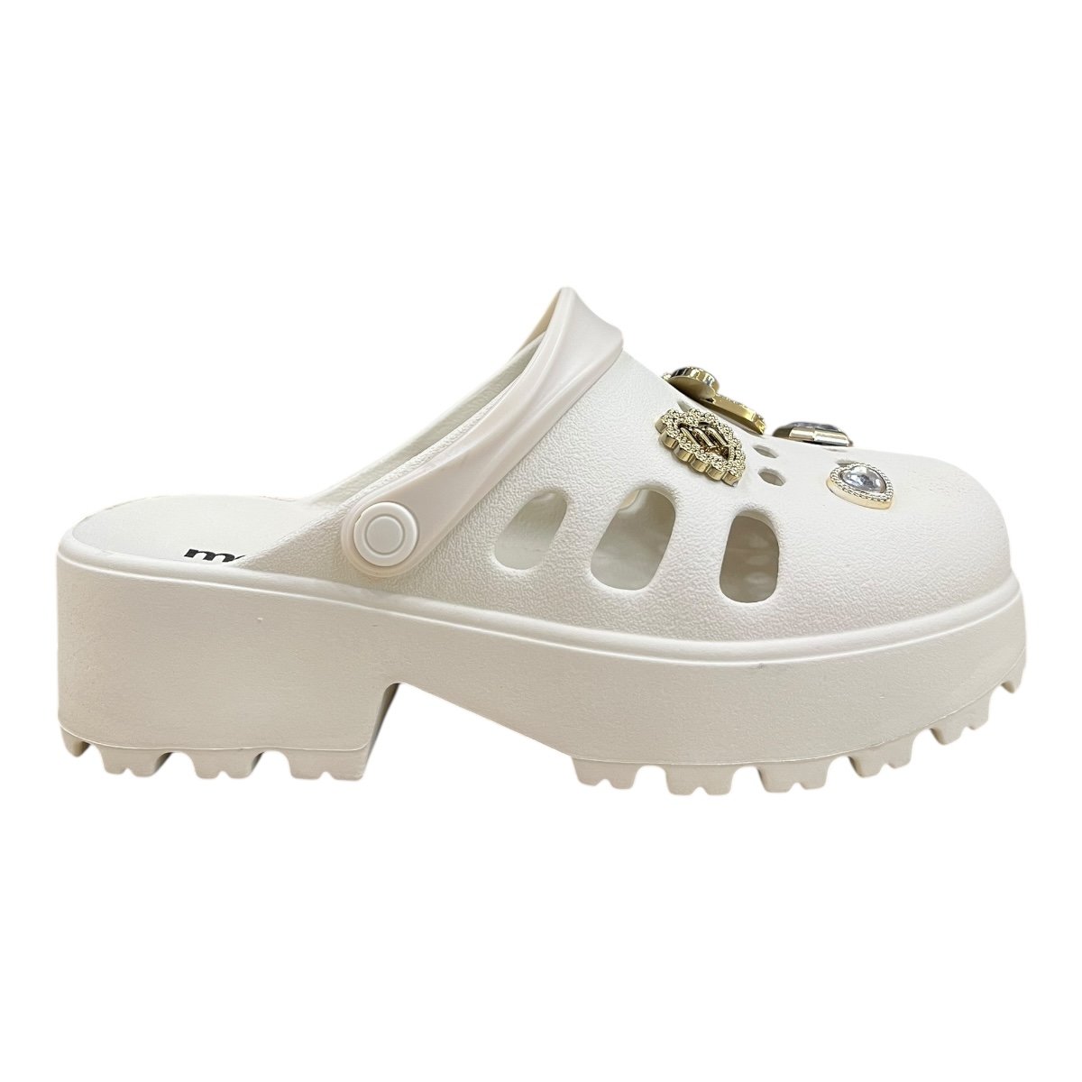 Babuche Feminino Moleca Tratorado Ultraconforto Casual Superleve Pingentes Metalizado Antiderrapante 5563.101 Branco