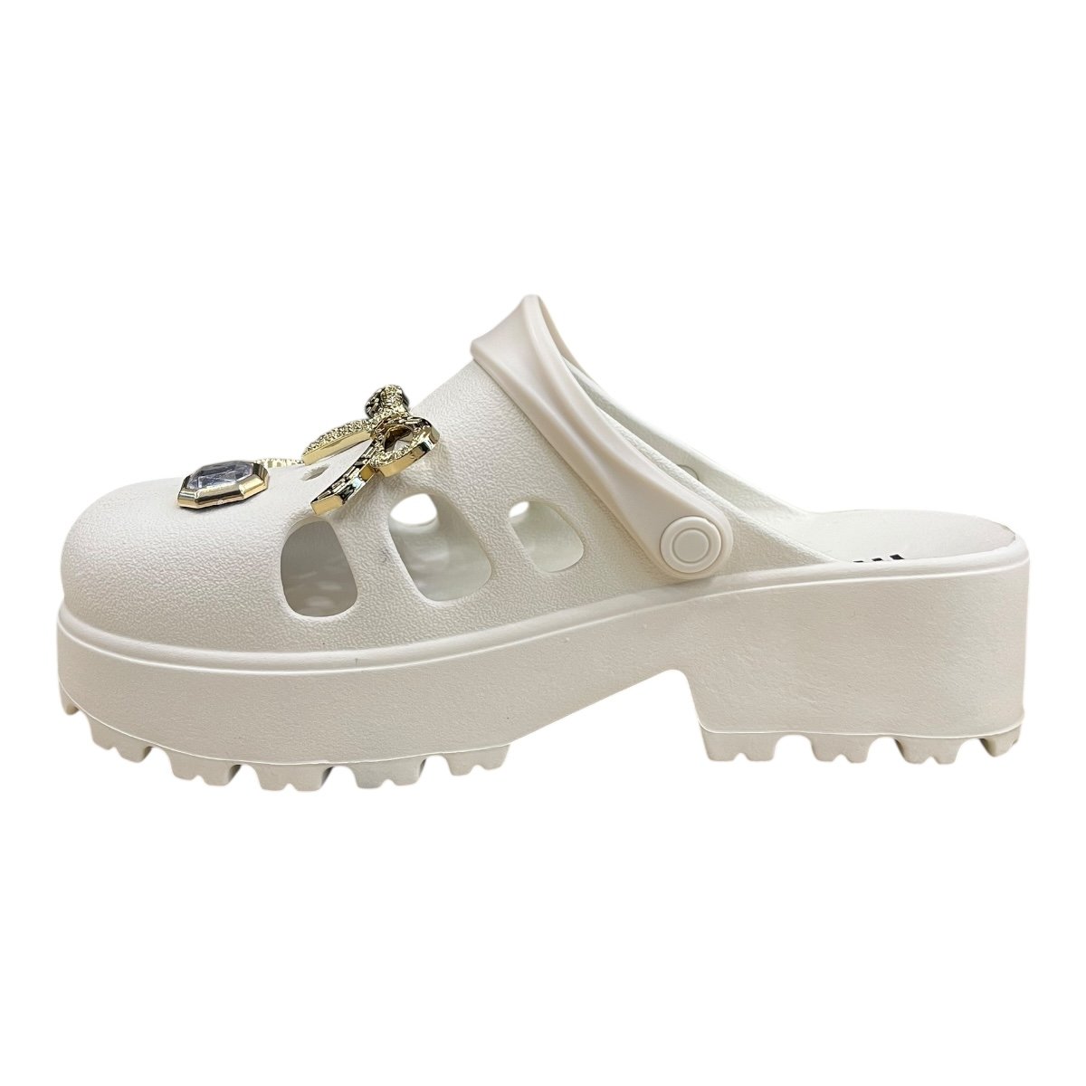 Babuche Feminino Moleca Tratorado Ultraconforto Casual Superleve Pingentes Metalizado Antiderrapante 5563.101 Branco Branco 4