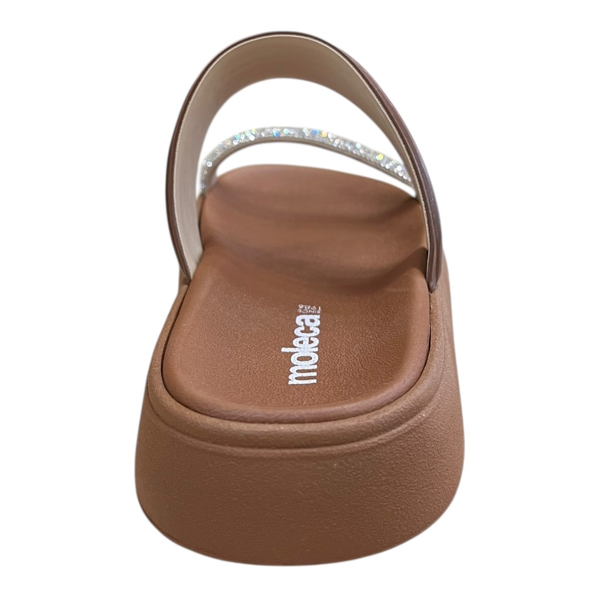 Chinelo Papete Feminino Moleca Casual Conforto Tiras Brilho Strass Superleve Antiderrapante 5469.152 Marrom Marrom 3