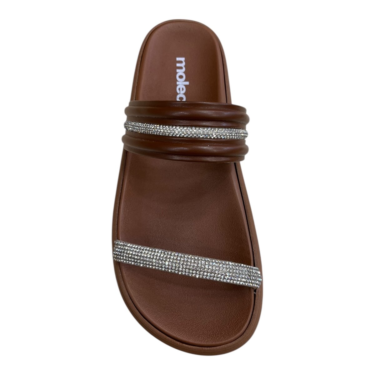 Chinelo Papete Feminino Moleca Casual Conforto Tiras Brilho Strass Superleve Antiderrapante 5469.152 Marrom Marrom 4