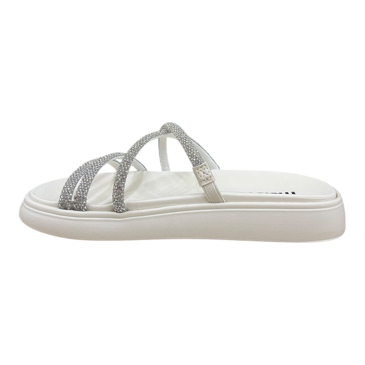 Chinelo Papete Feminino Moleca Tiras Brilho Casual Conforto Strass Superleve Antiderrapante 5469.150 Branco Branco 4