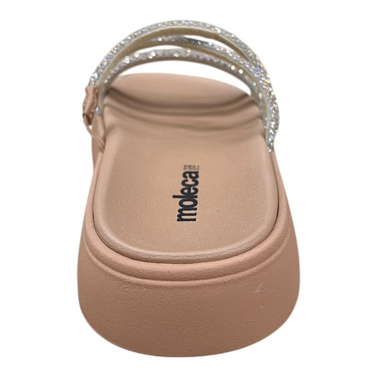 Chinelo Papete Feminino Moleca Tiras Brilho Casual Conforto Strass Superleve Antiderrapante 5469.150 Nude Nude 3