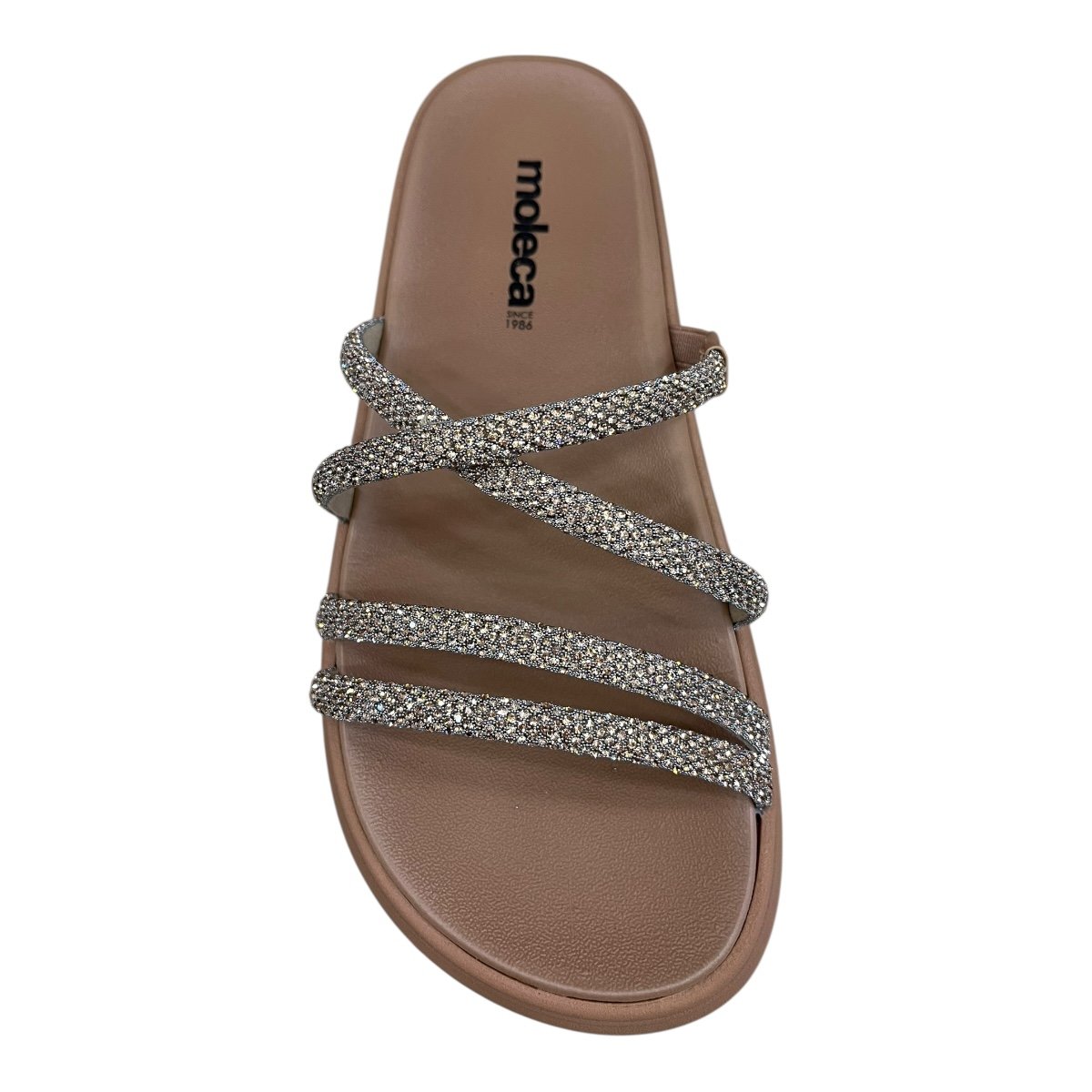 Chinelo Papete Feminino Moleca Tiras Brilho Casual Conforto Strass Superleve Antiderrapante 5469.150 Nude Nude 4