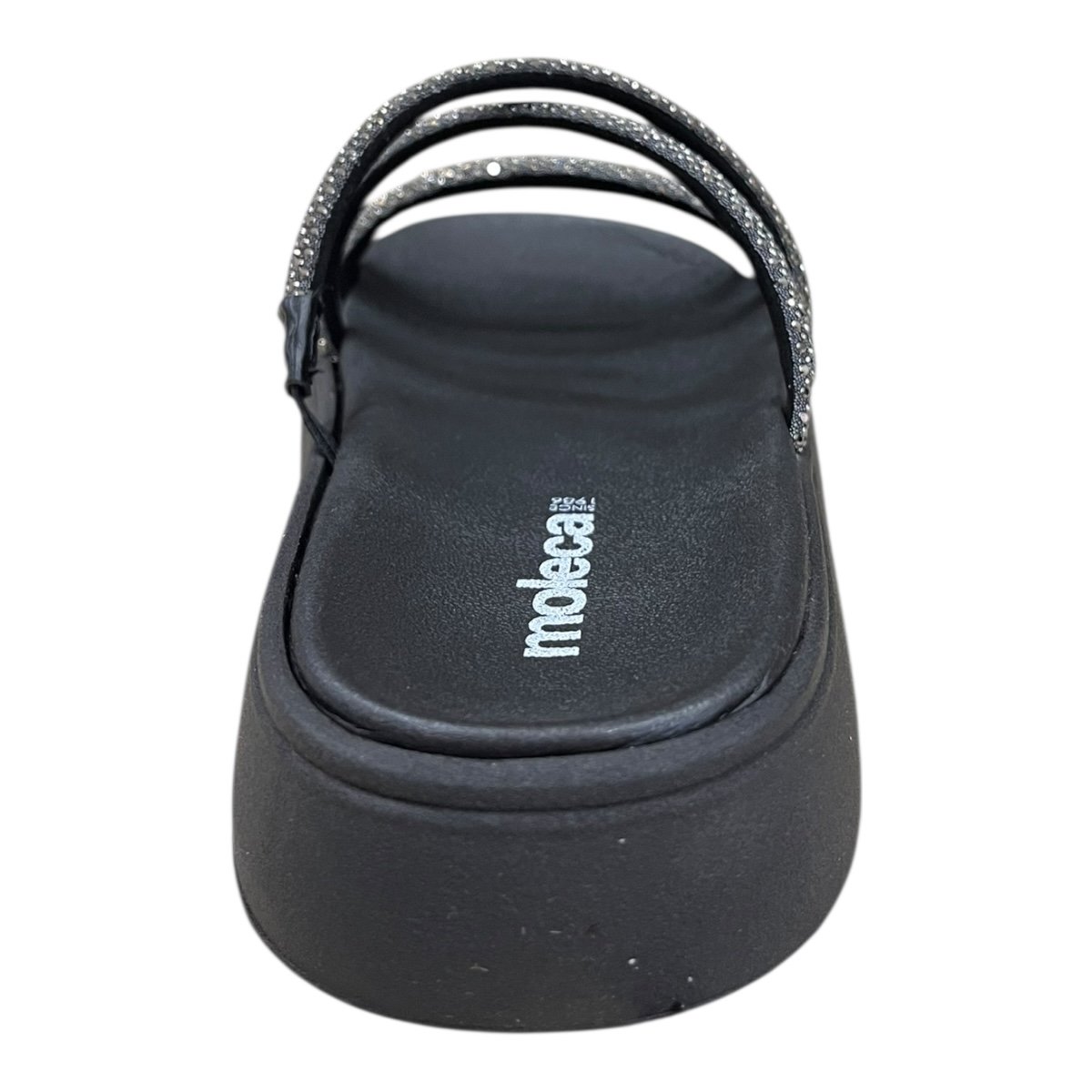 Chinelo Papete Feminino Moleca Tiras Brilho Casual Conforto Strass Superleve Antiderrapante 5469.150 Preto Preto 5