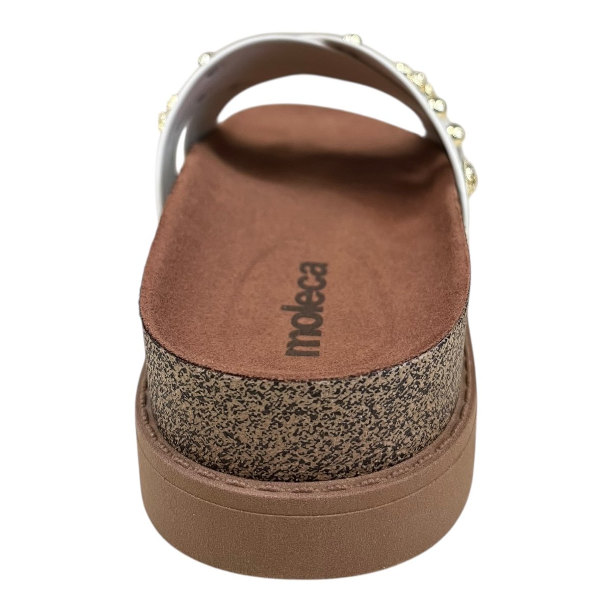 Chinelo Papete Feminino Moleca Casual Cruzada Detalhe Metalizado Camurça Antiderrapante 5500.112 Branco Branco 6