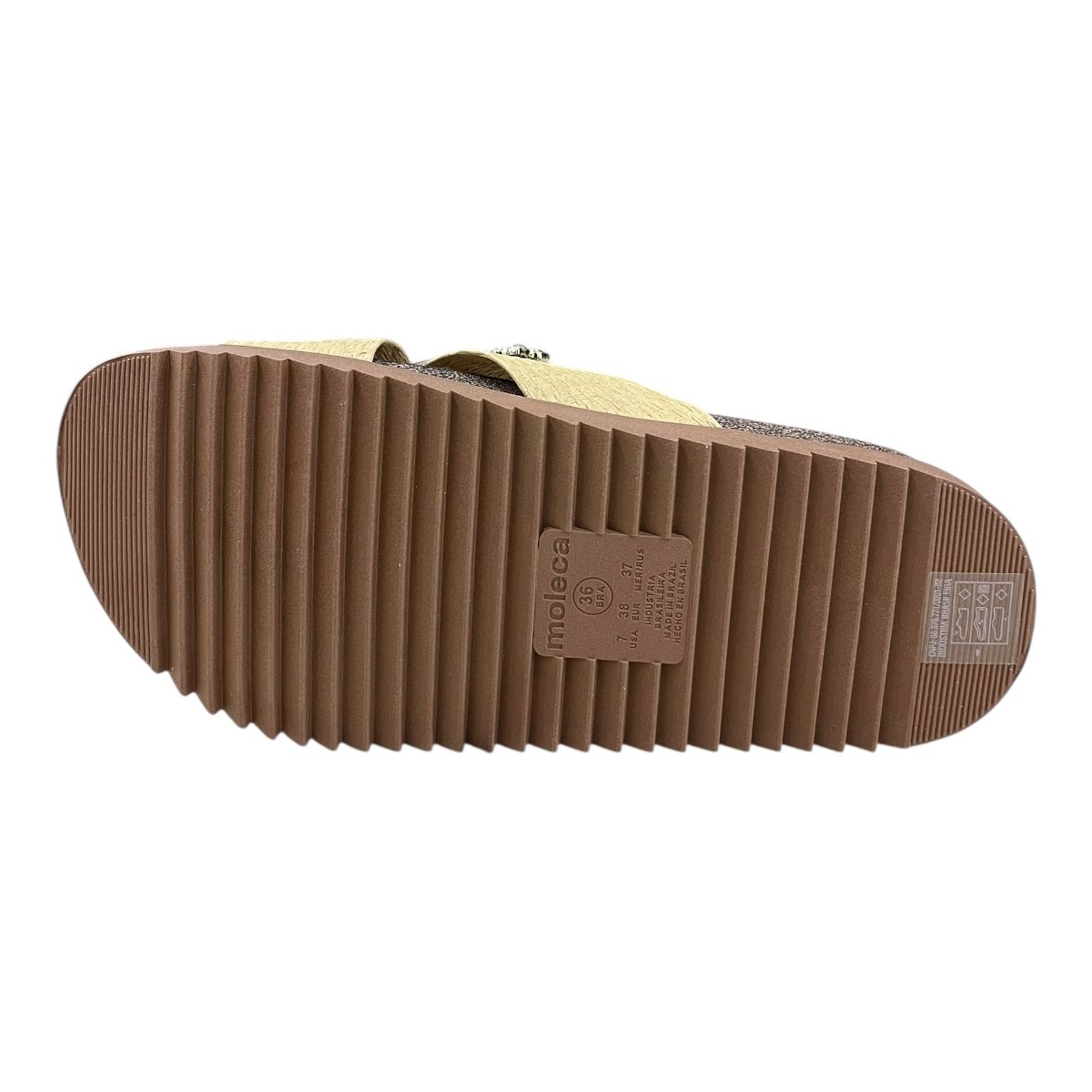 Chinelo Papete Feminino Moleca Casual Cruzada Detalhe Metalizado Camurça Antiderrapante 5500.112 Bege Bege 6