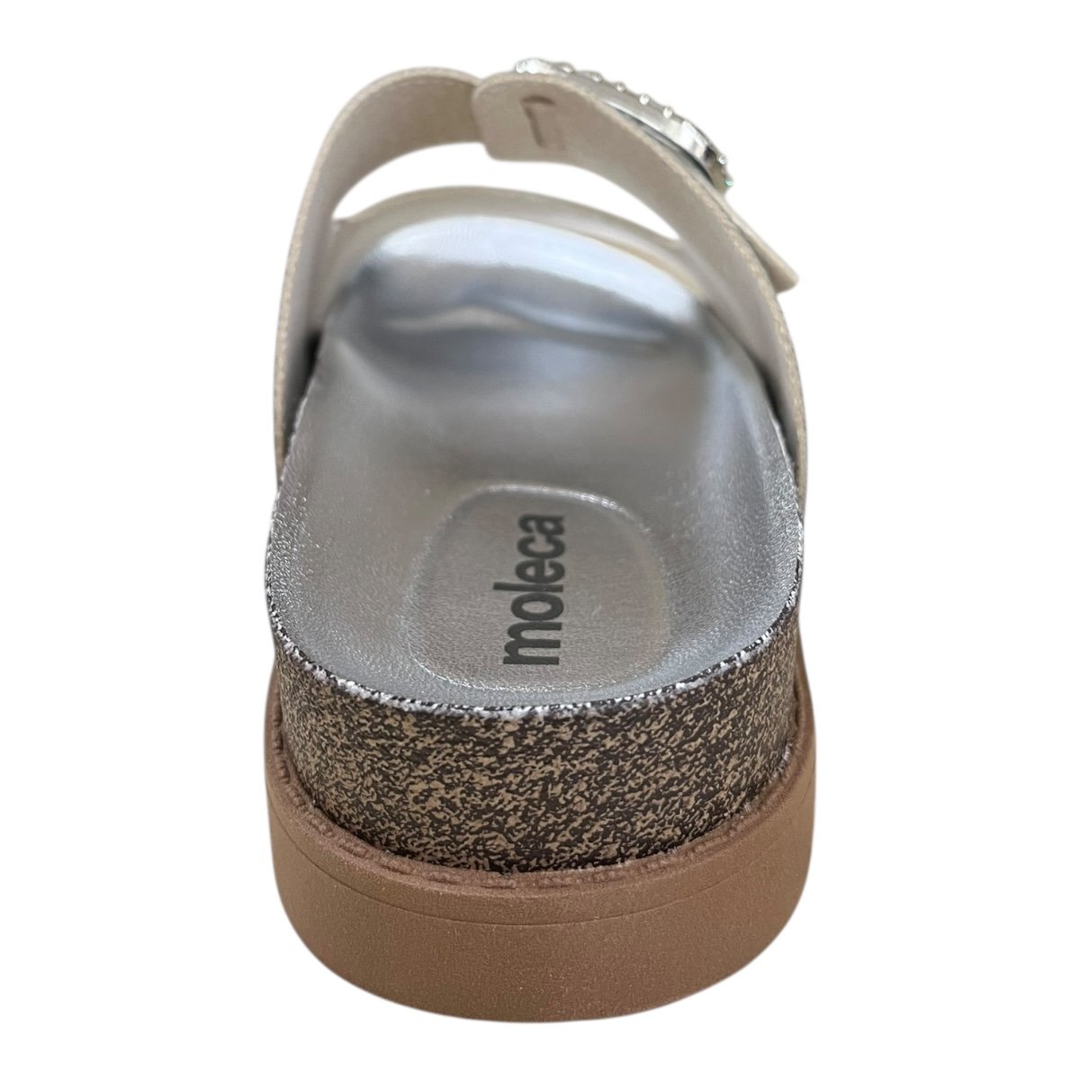 Chinelo Papete Feminino Moleca Casual Conforto Antiderrapante Fivela Brilho Metalizado 5500.117 Prata Prata 4