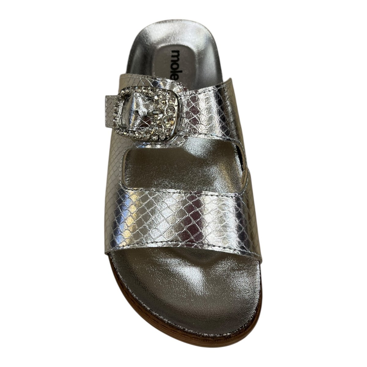 Chinelo Papete Feminino Moleca Casual Conforto Antiderrapante Fivela Brilho Metalizado 5500.117 Prata Prata 5