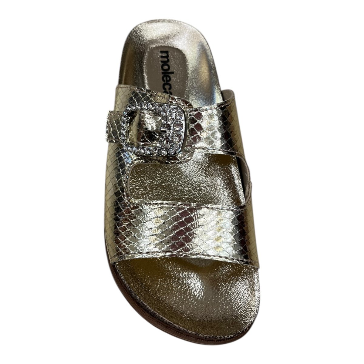 Chinelo Papete Feminino Moleca Casual Conforto Antiderrapante Fivela Brilho Metalizado 5500.117 Dourado Dourado 2