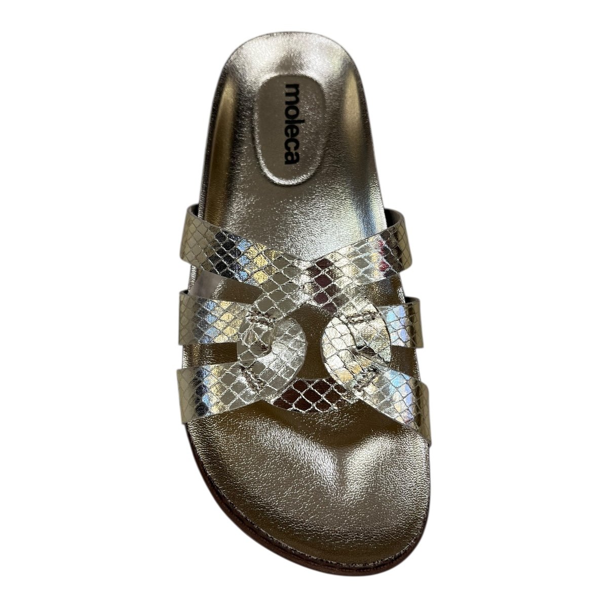 Chinelo Papete Feminino Moleca Slid Casual Conforto Antiderrapante Brilho Metalizado Tiras 5500.116 Dourado Dourado 4