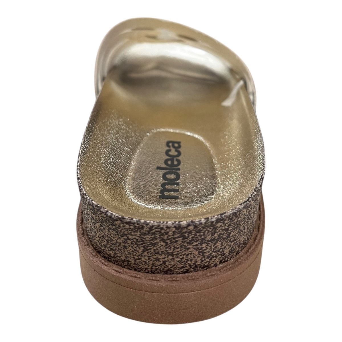 Chinelo Papete Feminino Moleca Slid Casual Conforto Antiderrapante Brilho Metalizado Tiras 5500.116 Dourado Dourado 5