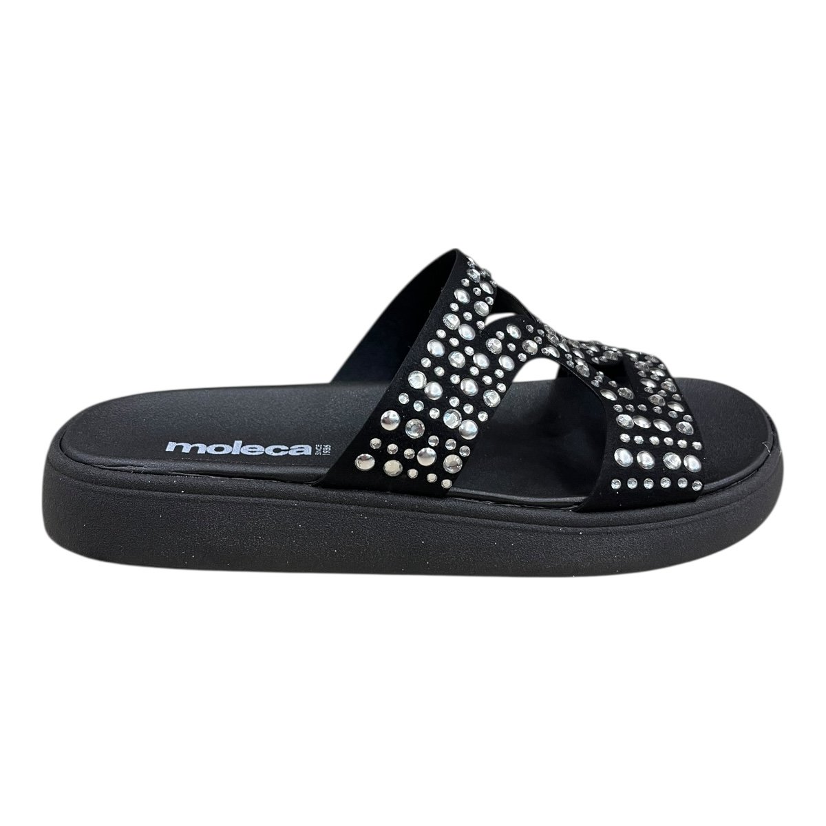 Chinelo Papete Feminino Moleca Casual Conforto Slide Antiderrapante Detalhe Metalizado 5469.153 Preto