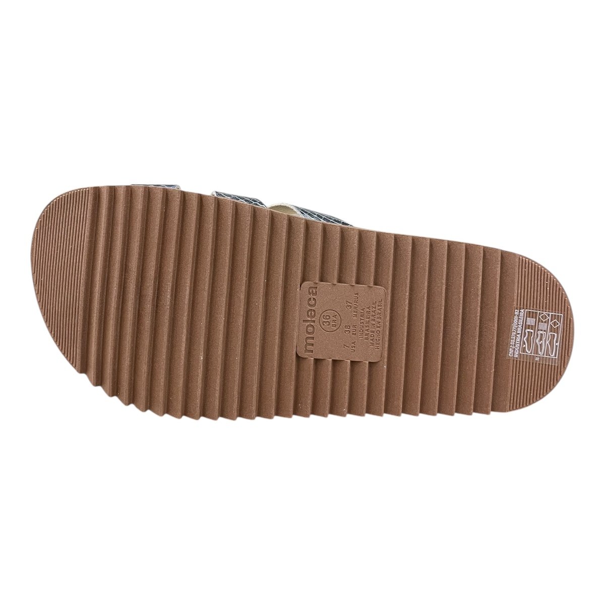 Chinelo Papete Feminino Moleca Slid Casual Conforto Antiderrapante Brilho Metalizado Tiras 5500.116 Prata Prata 6