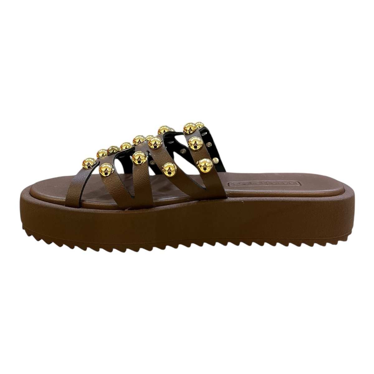 Chinelo Papete Feminino Moleca Slid Casual Conforto Tiras Detalhe Metalizado Antiderrapante 5489.121 Marrom Marrom 4