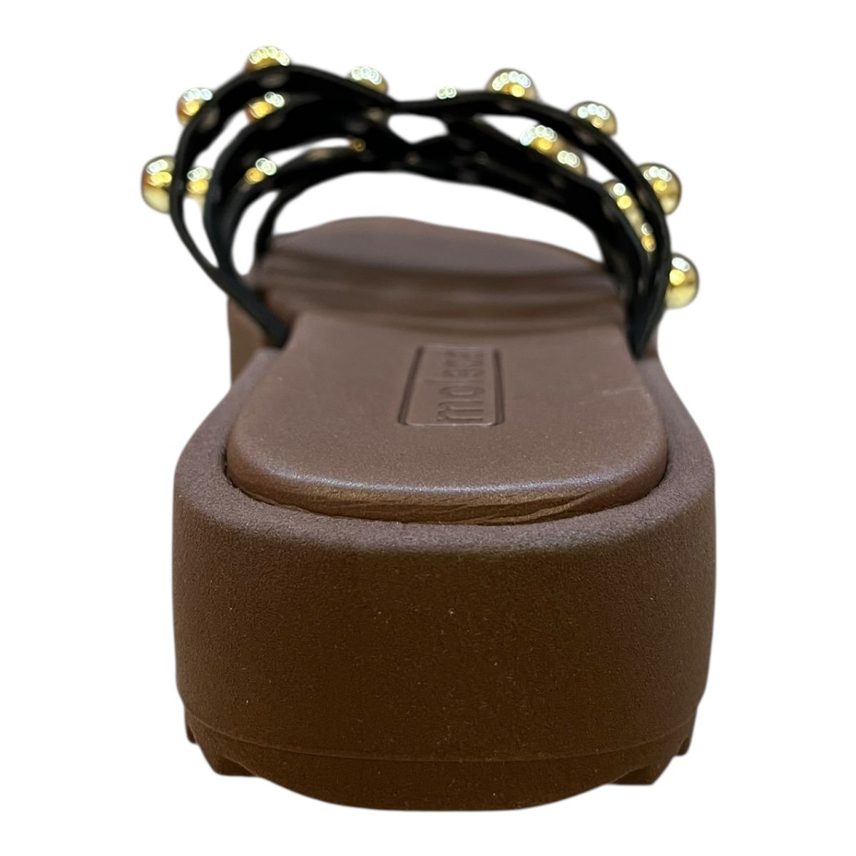 Chinelo Papete Feminino Moleca Slid Casual Conforto Tiras Detalhe Metalizado Antiderrapante 5489.121 Marrom Marrom 5