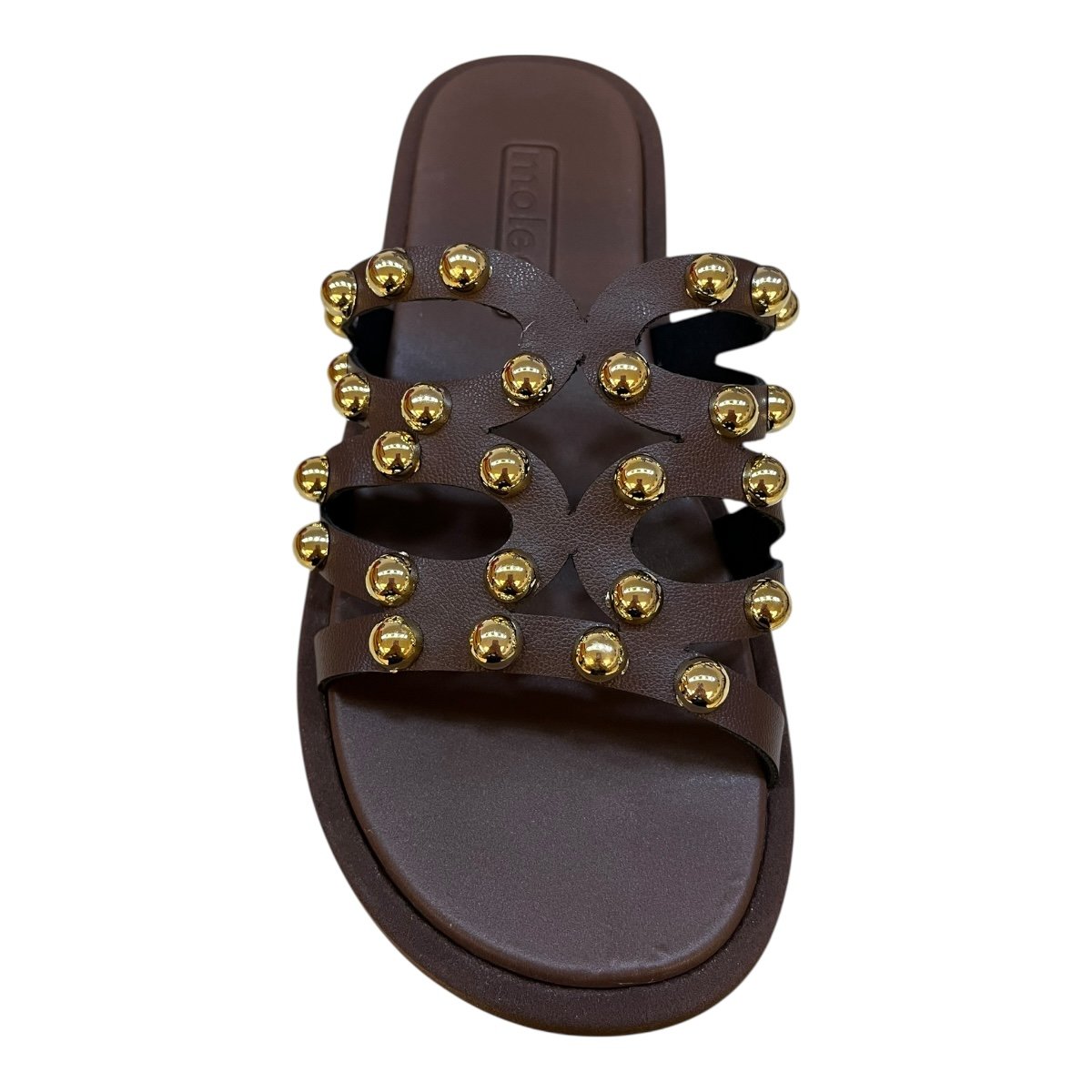 Chinelo Papete Feminino Moleca Slid Casual Conforto Tiras Detalhe Metalizado Antiderrapante 5489.121 Marrom Marrom 6