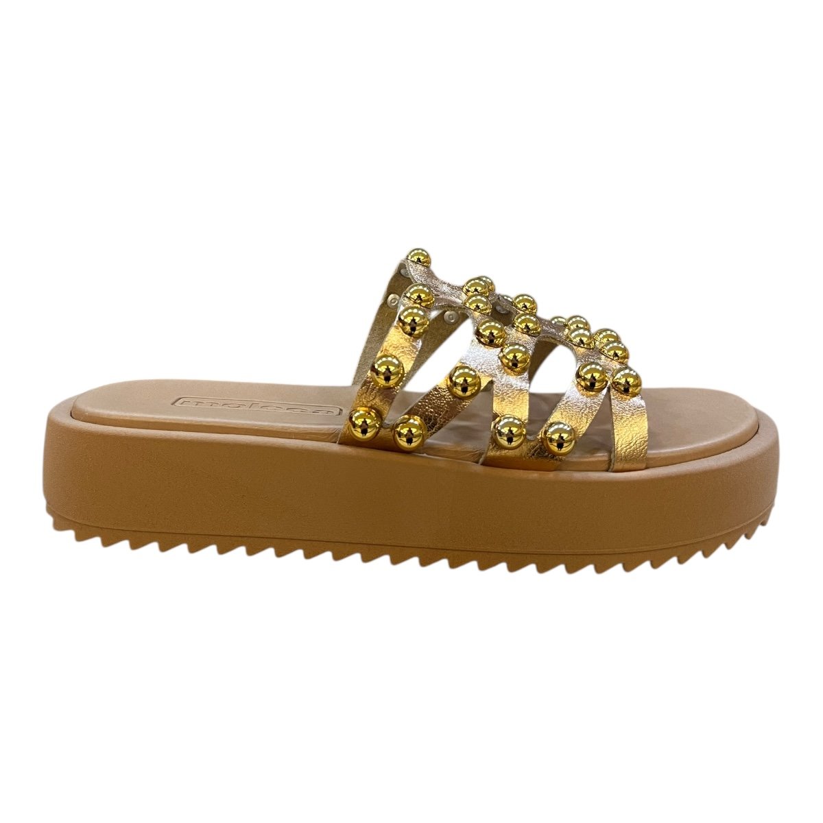 Chinelo Papete Feminino Moleca Slid Casual Conforto Tiras Detalhe Metalizado Antiderrapante 5489.121 Nude