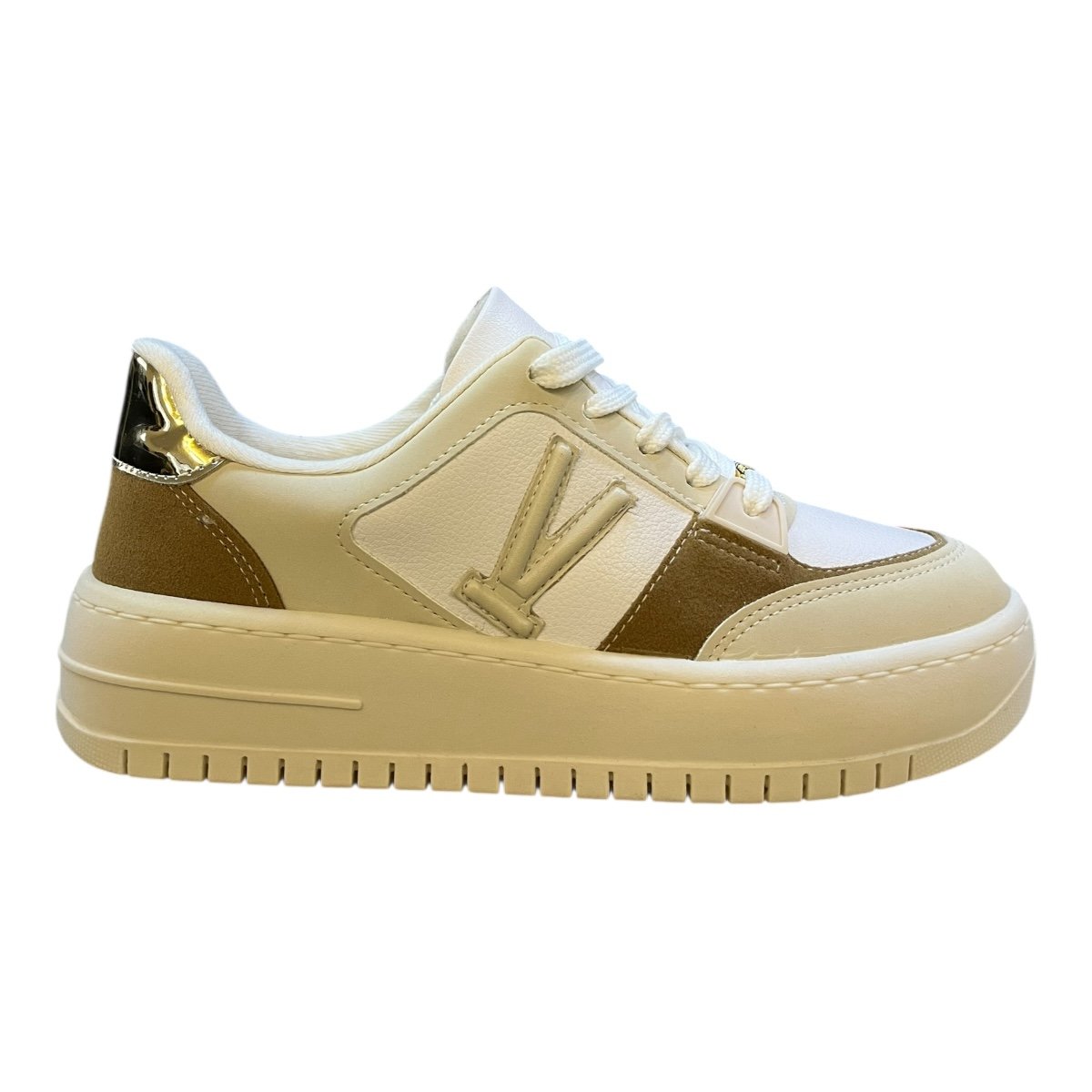 Tenis Feminino Vizzano Casual Conforto Detalhe Metalizado Plataforma Antiderrapante 1389.131 Branco