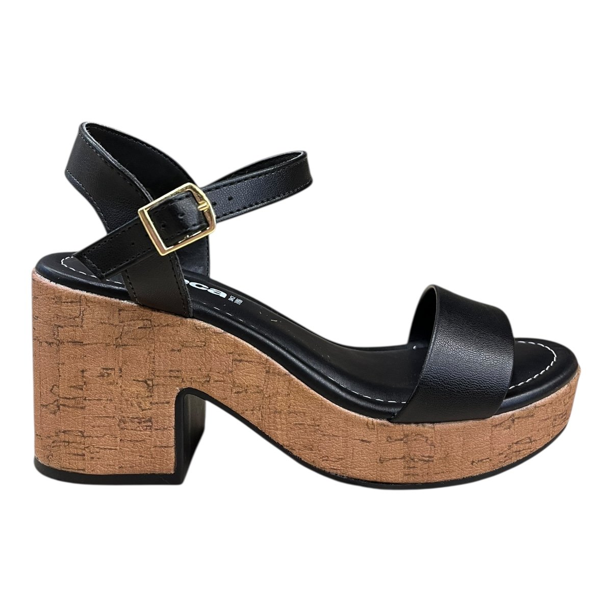 Sandalia Feminino Moleca Casual Conforto Salto Alto Bloco Plataforma Bico Quadrado 5549.102 Preto