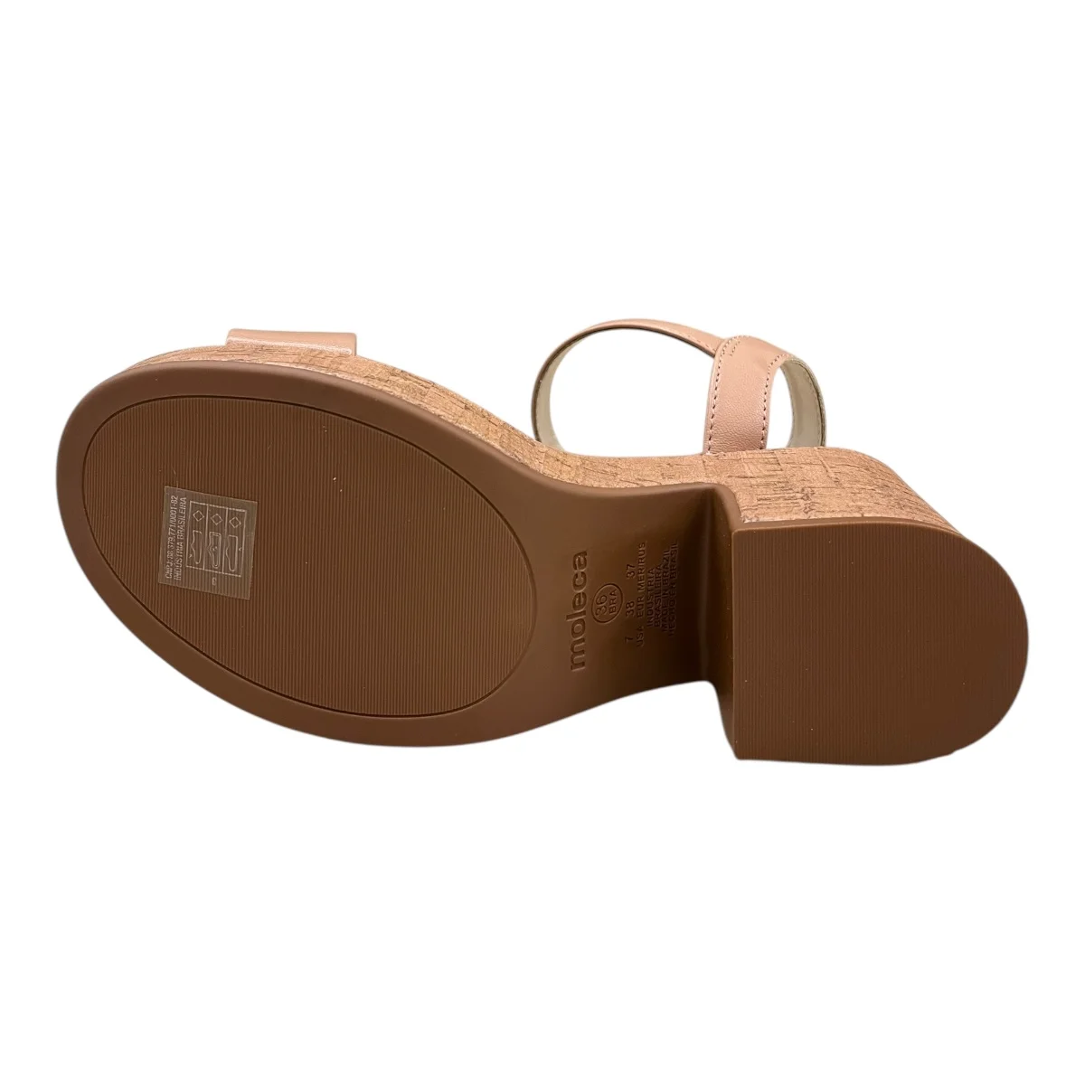 Sandalia Feminino Moleca Casual Conforto Salto Alto Bloco Plataforma Bico Quadrado 5549.102 Nude Nude 4