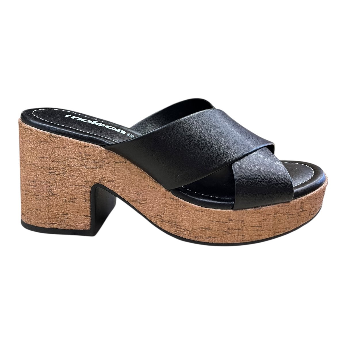 Tamanco Feminino Moleca Casual Conforto Cruzado Plataforma Salto Alto Bloco 5549.100 Preto