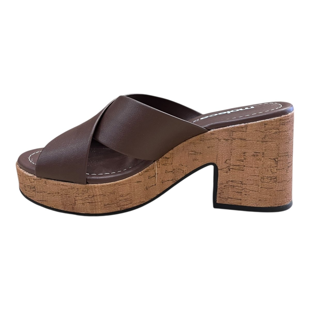 Tamanco Feminino Moleca Casual Conforto Cruzado Plataforma Salto Alto Bloco 5549.100 Marrom Marrom 4
