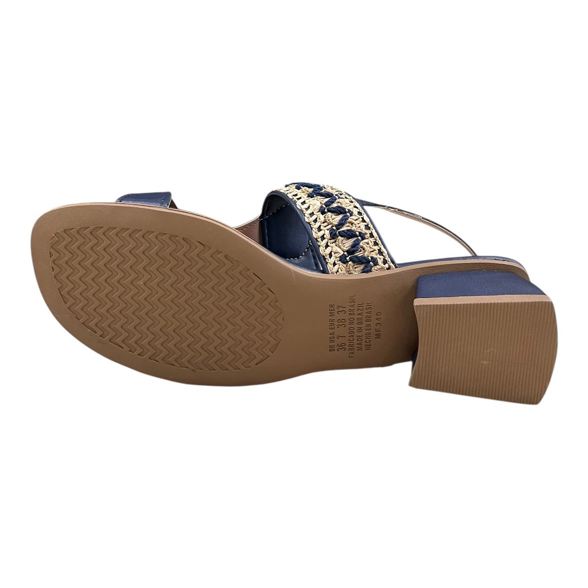 Sandalia Feminino Mississipi Casual Conforto Salto Baixo Bloco Cordas Antiderrapante  J0531 Marinho Azul Marinho 6