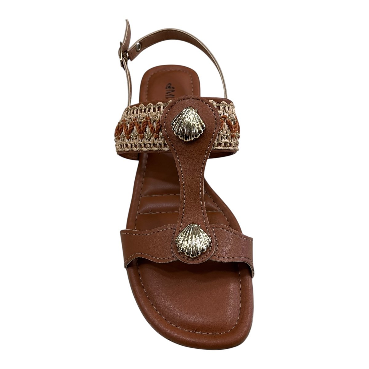 Sandalia Feminino Mississipi Casual Conforto Salto Baixo Bloco Cordas Antiderrapante  J0531 Caramelo Marrom 4