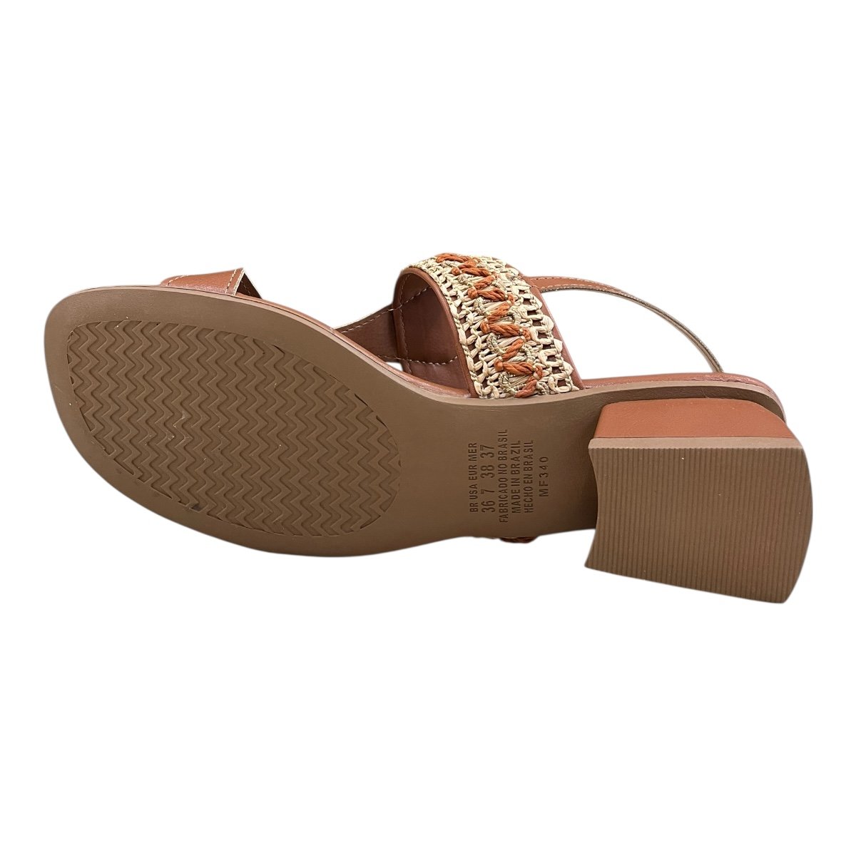 Sandalia Feminino Mississipi Casual Conforto Salto Baixo Bloco Cordas Antiderrapante  J0531 Caramelo Marrom 5