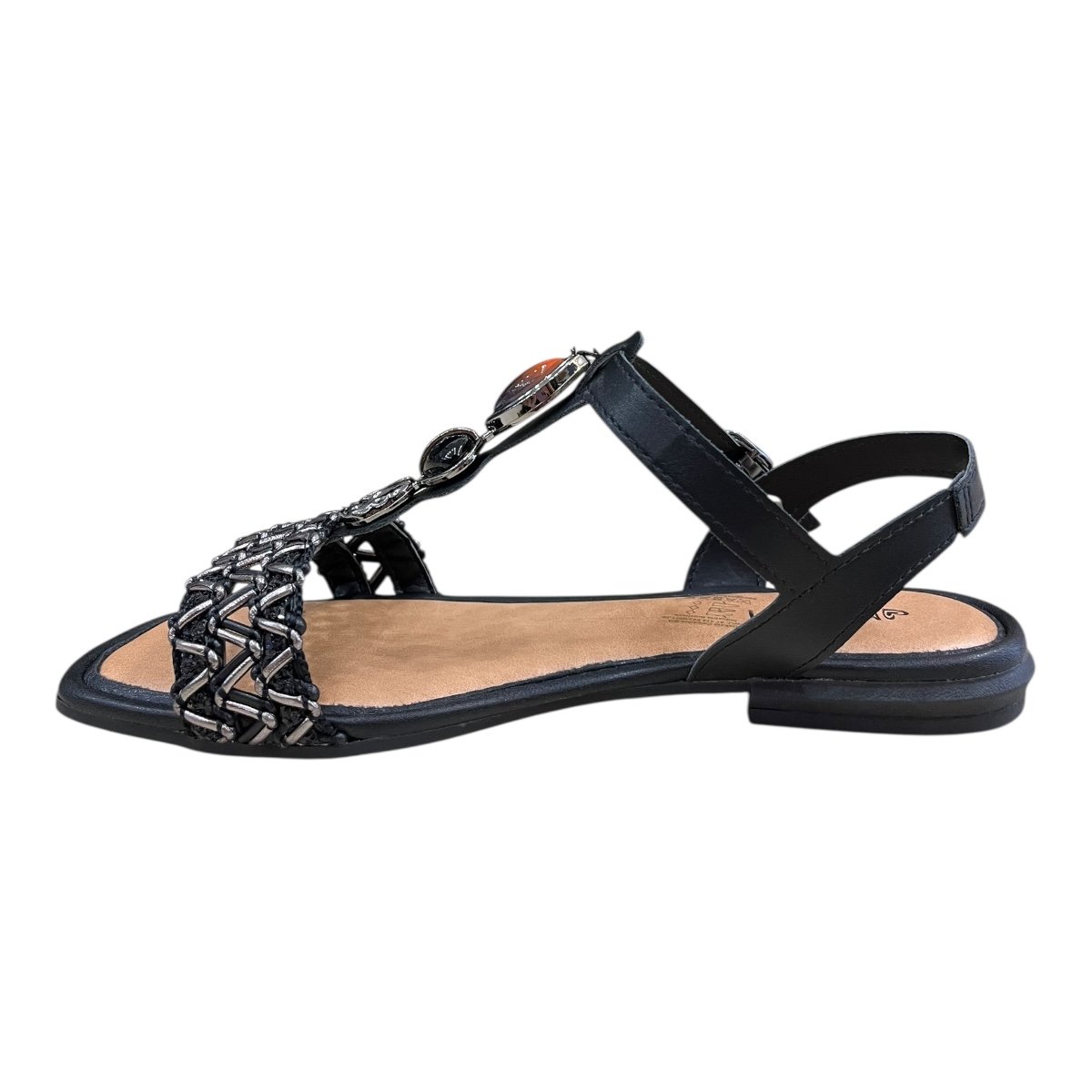 Sandalia Rasteira Feminino Mississipi Casual Conforto Cordas Pedras Antiderrapante J0442 Preto Preto 4