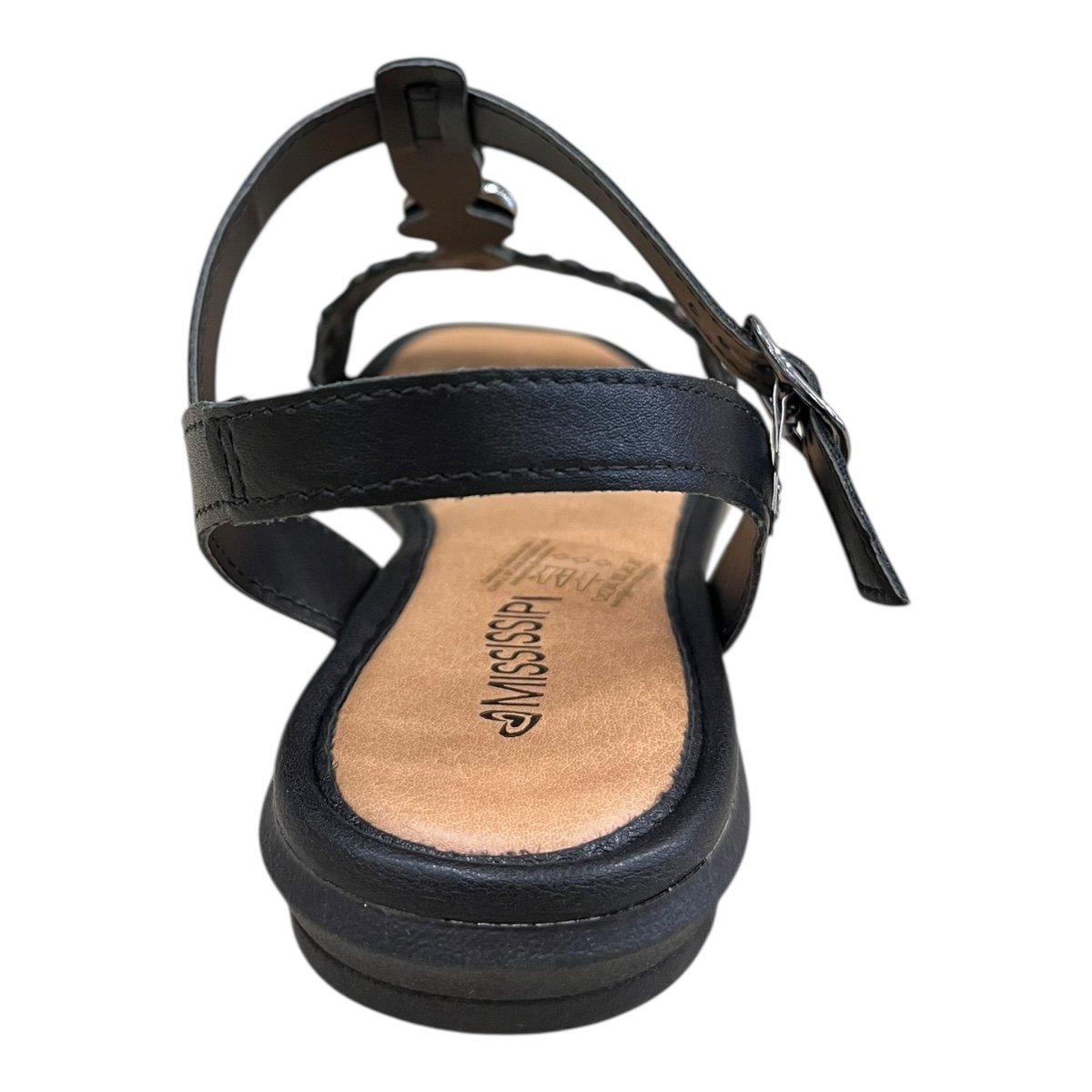 Sandalia Rasteira Feminino Mississipi Casual Conforto Cordas Pedras Antiderrapante J0442 Preto Preto 5