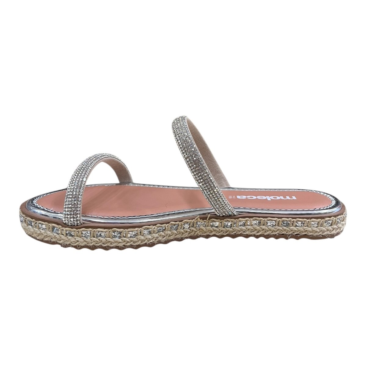 Chinelo Rasteira Feminino Moleca Casual Conforto Brilho Strass Metalizado Antiderrapante 5413.1326 Prata Prata 3