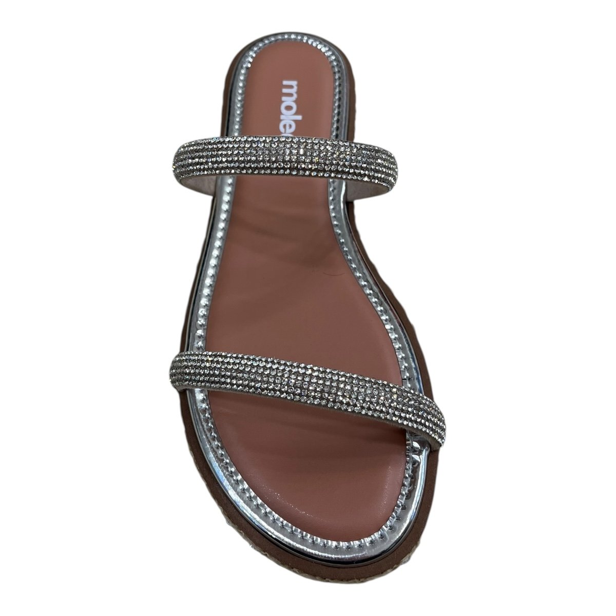 Chinelo Rasteira Feminino Moleca Casual Conforto Brilho Strass Metalizado Antiderrapante 5413.1326 Prata Prata 4