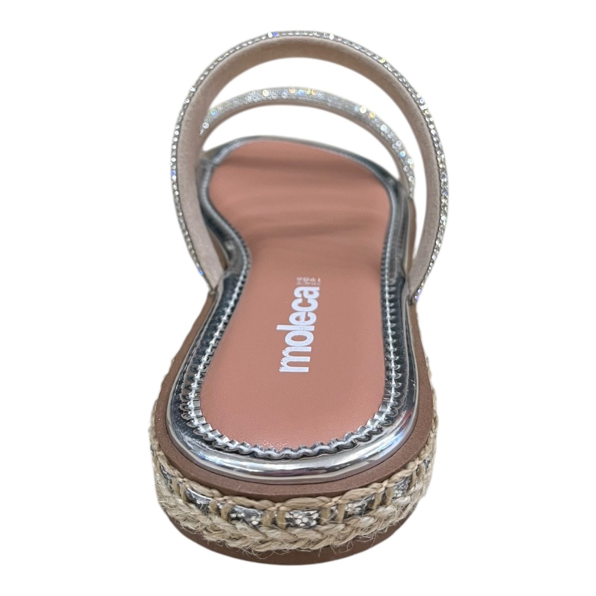 Chinelo Rasteira Feminino Moleca Casual Conforto Brilho Strass Metalizado Antiderrapante 5413.1326 Prata Prata 6