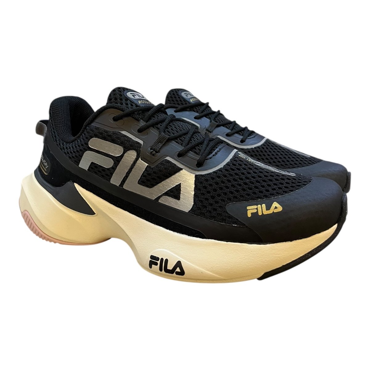 Tenis Feminino Fila Conforto Esporte Caminhada Academia Recovery Preto Preto 2