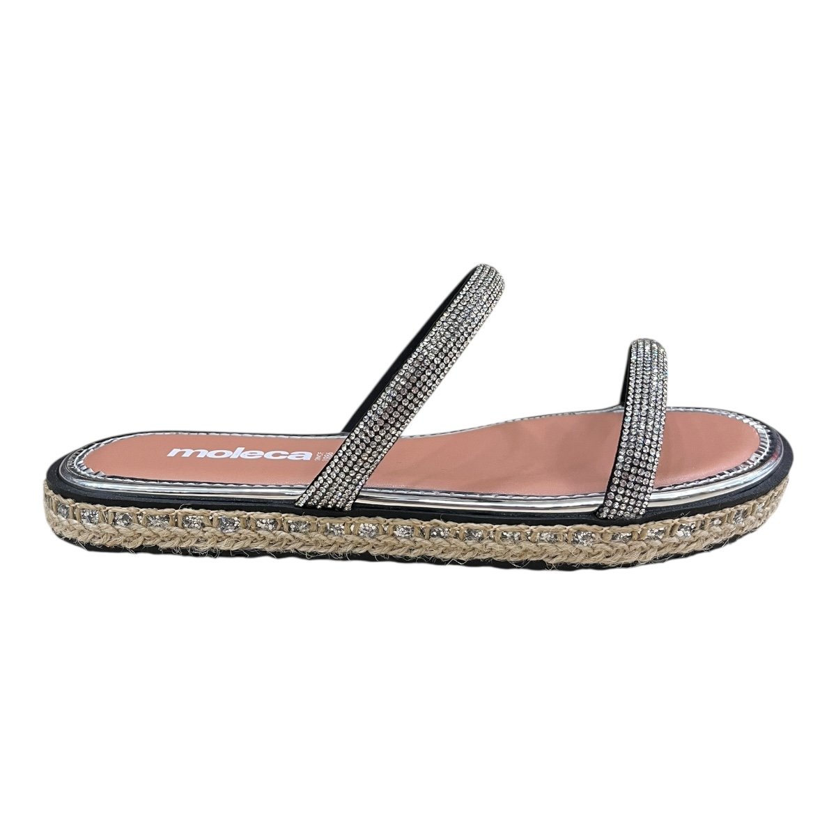 Chinelo Rasteira Feminino Moleca Casual Conforto Brilho Strass Metalizado Antiderrapante 5413.1326 Preto