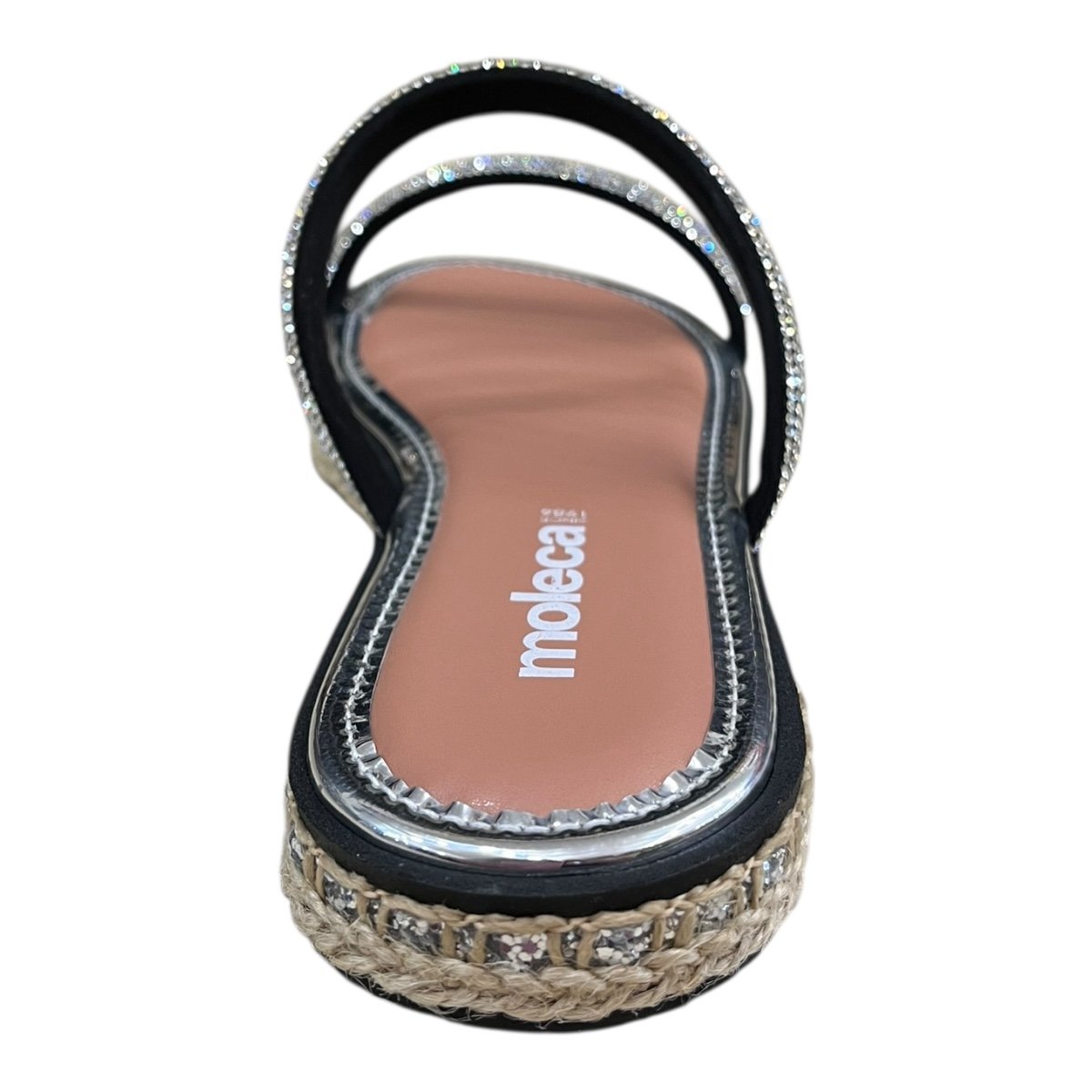 Chinelo Rasteira Feminino Moleca Casual Conforto Brilho Strass Metalizado Antiderrapante 5413.1326 Preto Preto 3