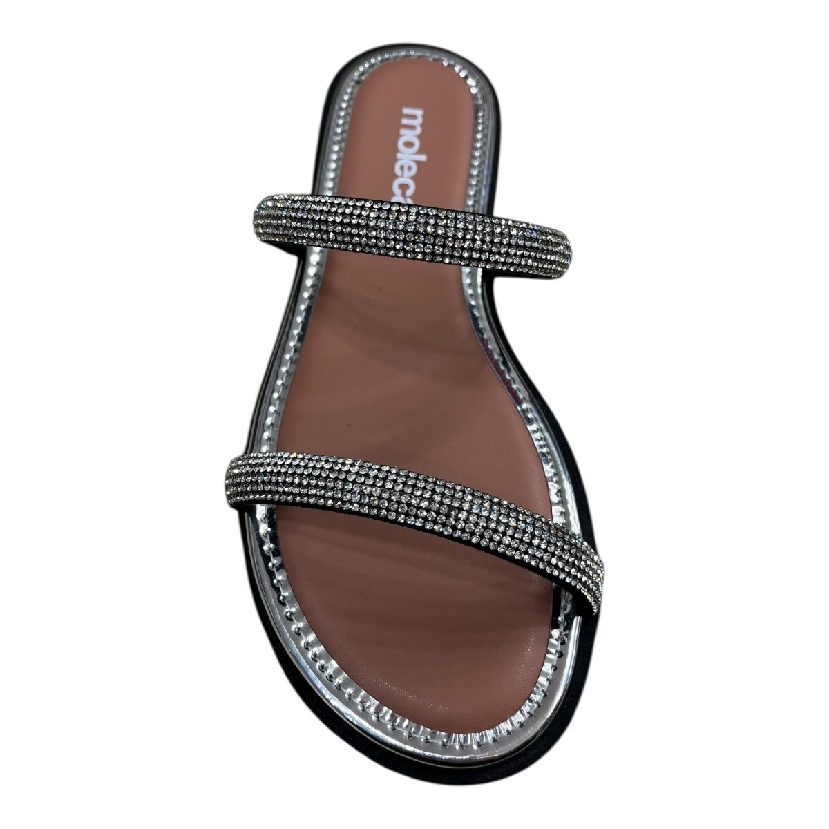 Chinelo Rasteira Feminino Moleca Casual Conforto Brilho Strass Metalizado Antiderrapante 5413.1326 Preto Preto 4