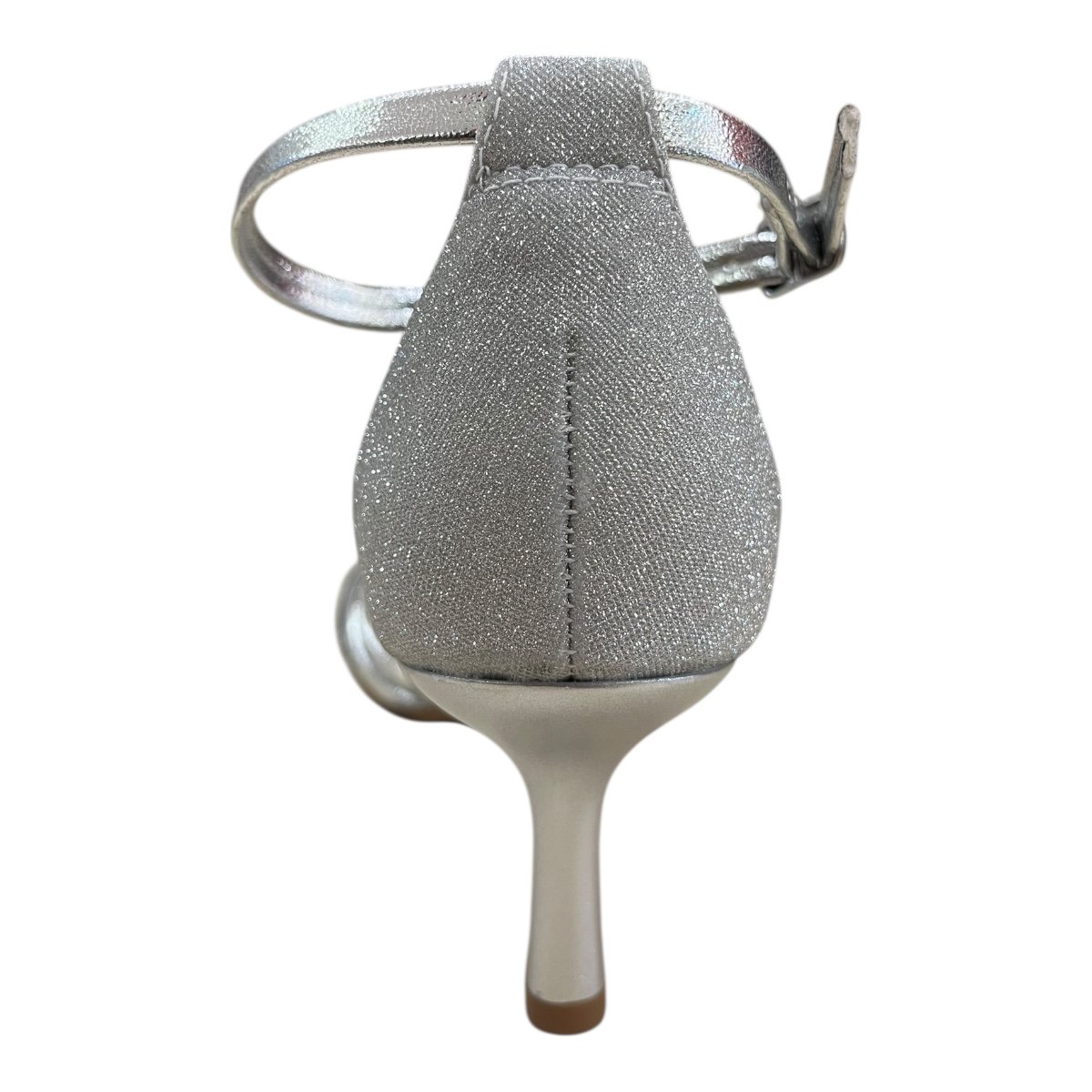 Sandalia Feminino Ramarim Casual Conforto Salto Fino Médio Brilho Calcanhar Fechado 25-27206 Prata Prata 5