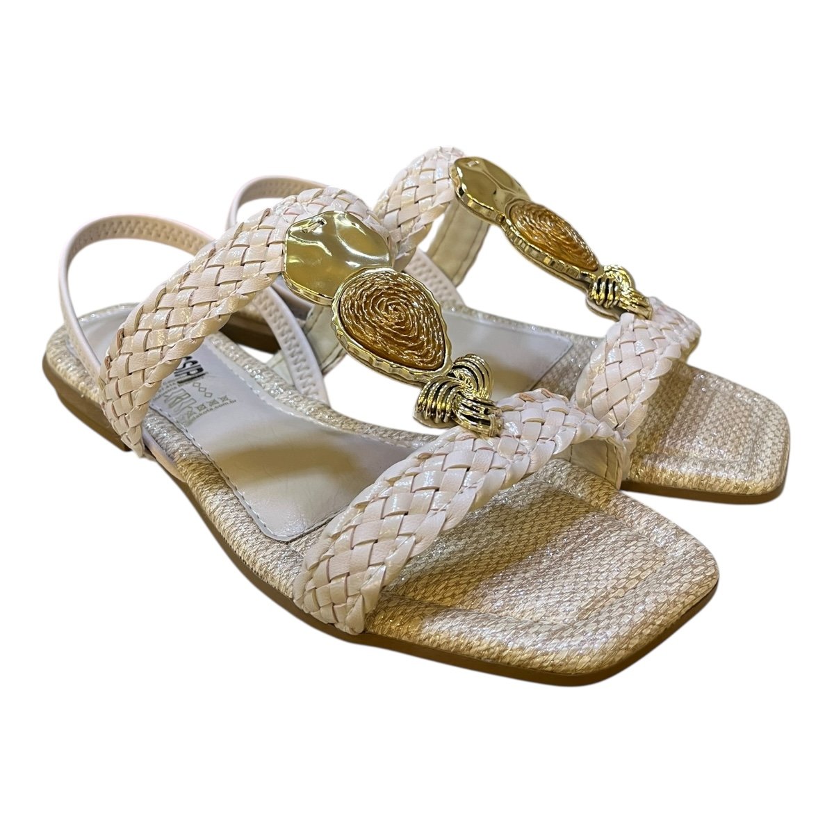 Sandalia Rasteira Feminino Mississipi Casual Conforto Calce Fácil Antiderrapante Tiras J0401 Marfim Branco 2