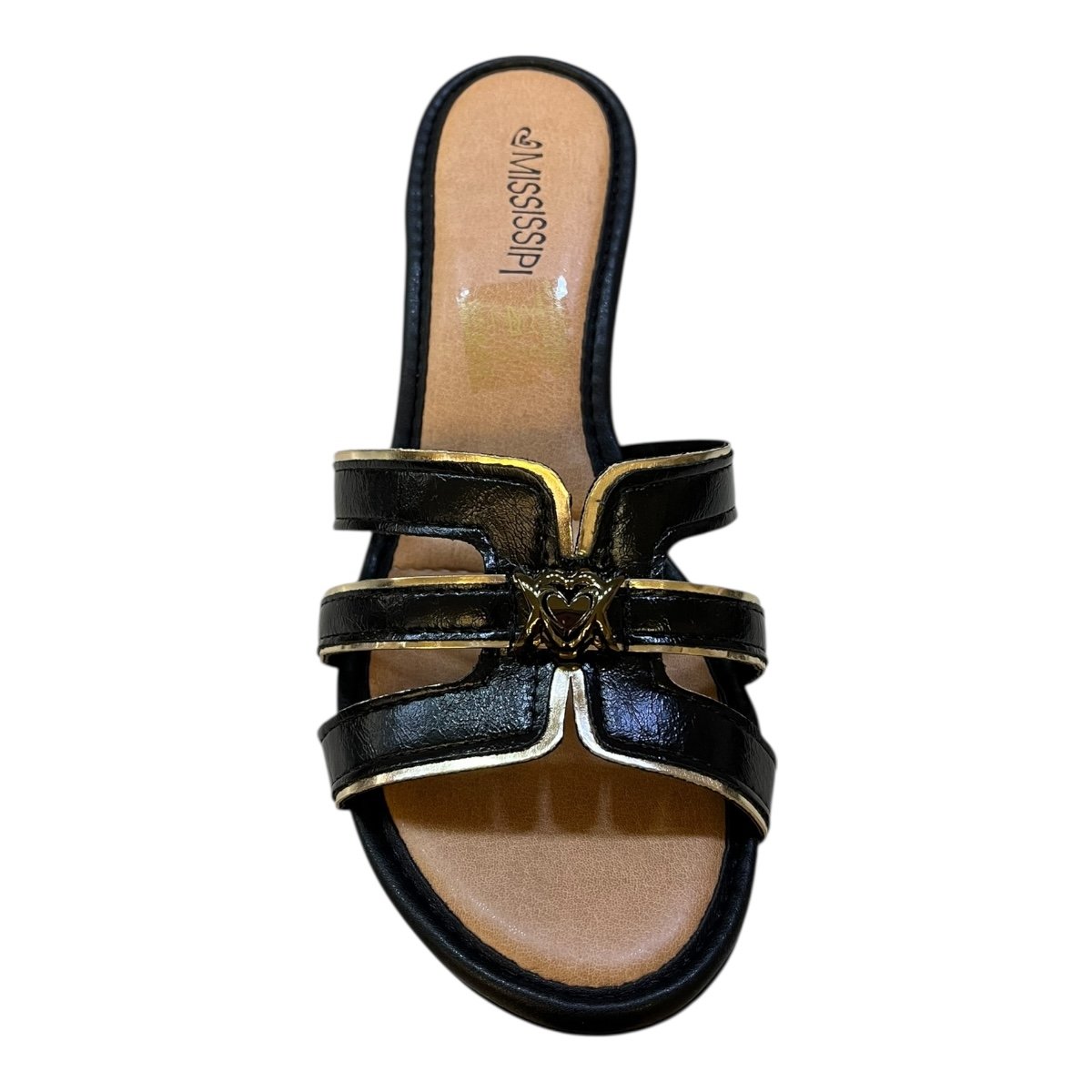 Tamanco Feminino Mississipi Casual Conforto Salto Médio Bloco Detalhe Metalizado J0601 Preto Preto 6